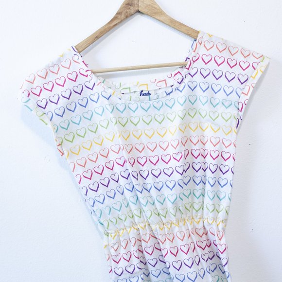 rainbow dress, heart print handmade dress - Picture 8 of 8